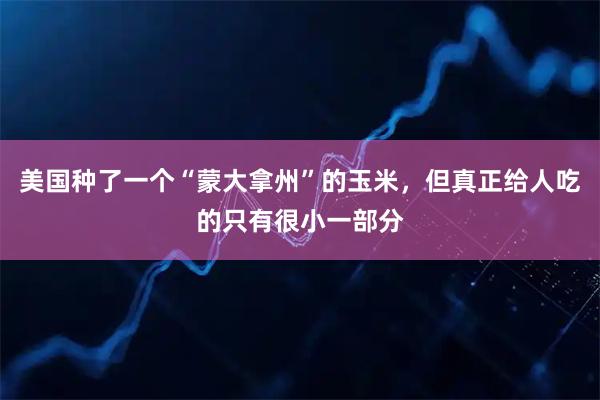 美国种了一个“蒙大拿州”的玉米，但真正给人吃的只有很小一部分